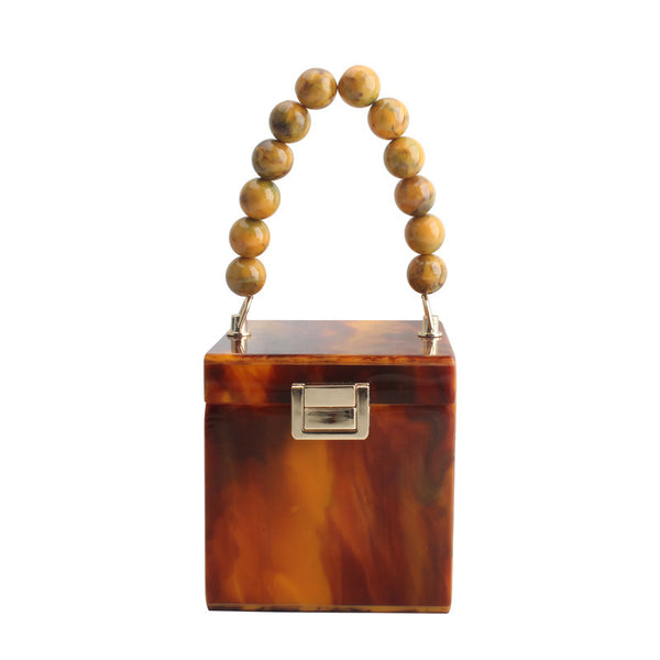 Acrylic Small Square Bag Pearl Bracelet Handbag