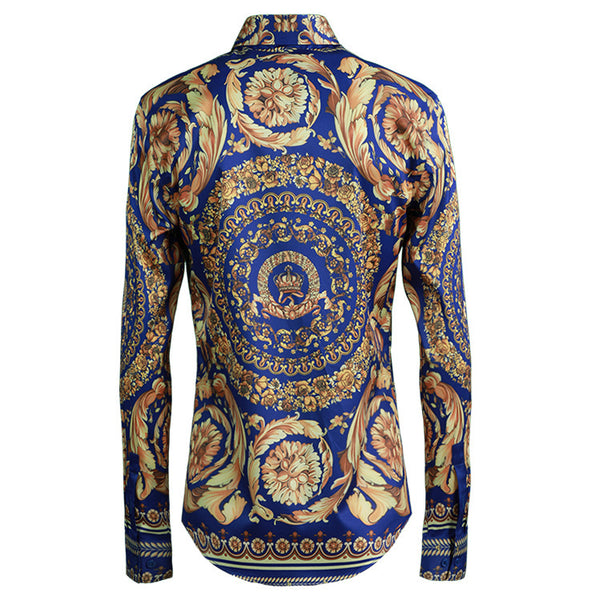 New Royal Full Version Of The Symmetrical Palace Crown Flower Non-iron Repair Tide Men's Shirt