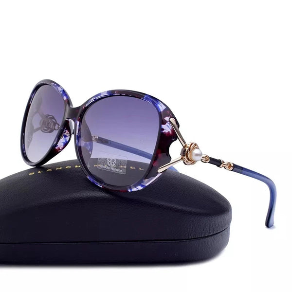 (N) Blanche Michelle 2021 High Quality Polarized Sunglasses Women Brand Designer UV400 Gradient Sun Glasses Pearl oculos With Box