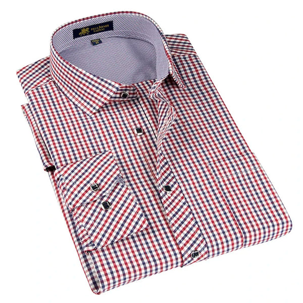 (N) Brand Men&#39;s Plaid Striped Long Sleeve Dress Shirt Male Business Formal Checkered Shirts Smart Casual Social Regular Man Clothing