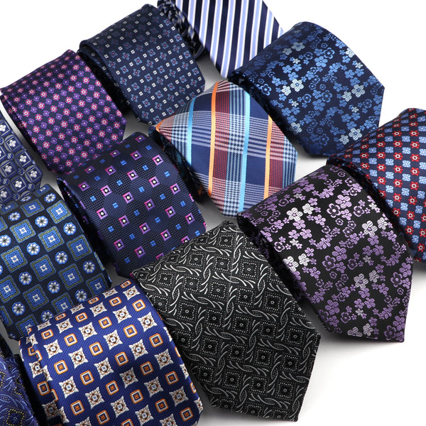 (N) Fashion Polyester Necktie For Men Business Meeting Formal Striped Dot Floral 8cm Jacquard Tie Daily Wear Cravat Suit Accessories