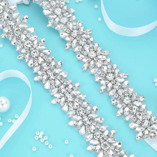(1PC) Luxury Rhinestones Wedding Dress Belt Silver Crystal Bridal Sash Diamond Bridal Belt For Women Dresses WDD1073