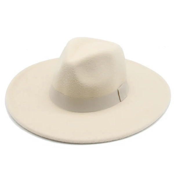 (N) Fedora Hats for Women New 9.5cm Wide Brim Dress Men Caps Felted Hat Panama Church Wedding Ribbon Band Men Hat Sombreros De Mujer