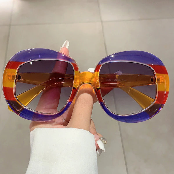 KAMMPT Oversized Fashion Sunglasses 2024 New Multi Candy Color Women Shades Trendy Stylish Gradient Brand Travelling Eyewear