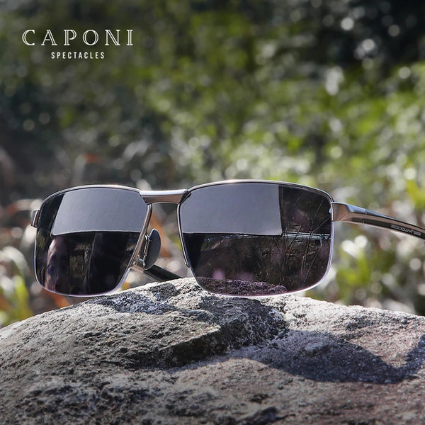 CAPONI New Sunglasses For Men Nylon Polarized Photochromic Alloy Driving Sun Glasses UV400 Brand Designer Shades BS8917