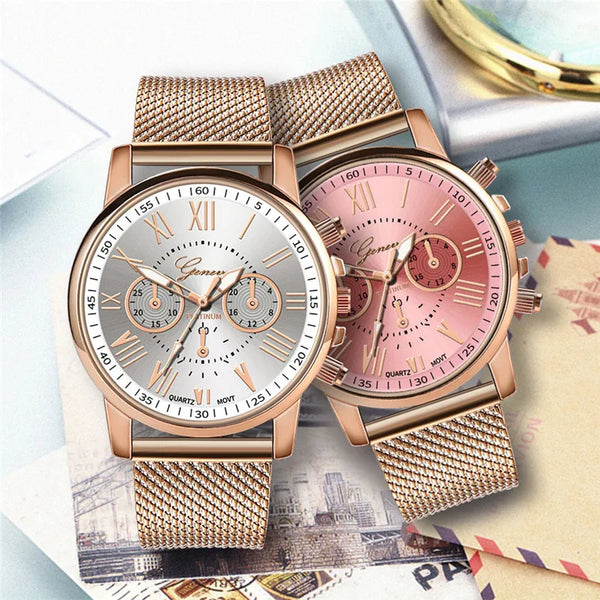 Promotion Price Geneva Watch Women Fashion Plastic Watches Mesh Band Quartz Wristwatches Ladies Reloj Mujer Relogio Feminino