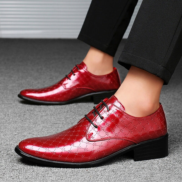 Men's PU Leather Pointed Formal High Heels