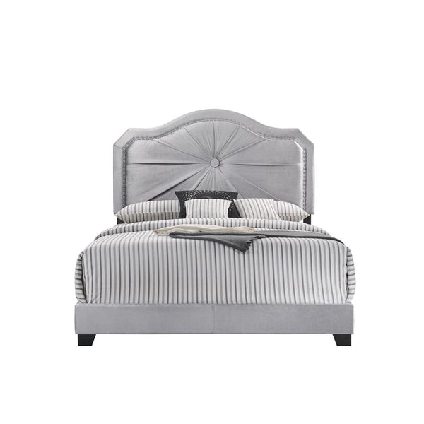 AEX Frankie Queen Bed, Gray Velvet 26410Q