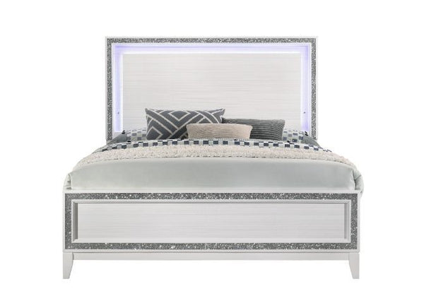 AEX Haiden Eastern King Bed, LED & White Finish 28447EK