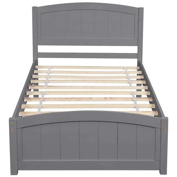 Wood Platform Bed w Headboard, Footboard and Wood Slat Support