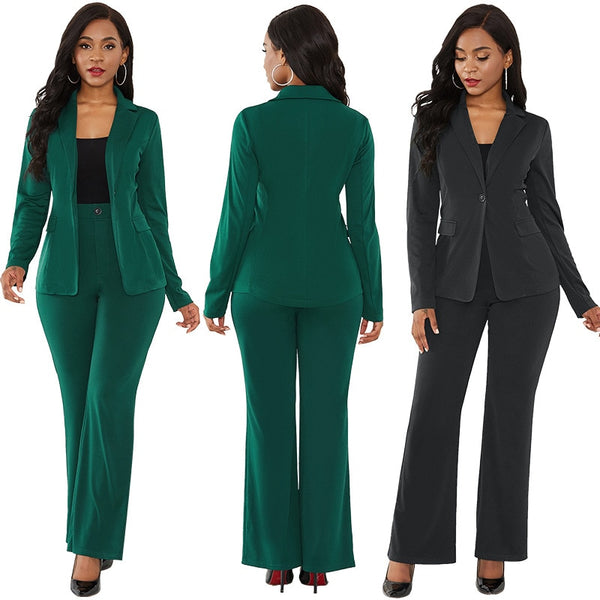 Women two piece office pants suit